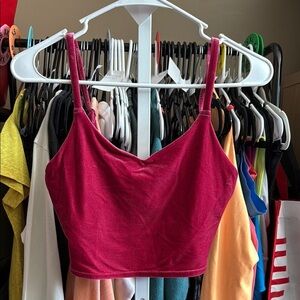 Athleta Velour Bralette Sz XS Passionate Pink Velvet Comfy Camisole Built in Bra